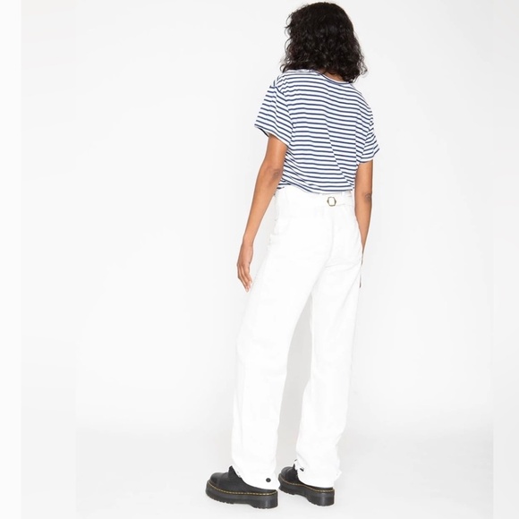 Free People Sandrine Rose Wide Leg Cargo Pant Jeans Size 26 Dust White NWT - Picture 2 of 8